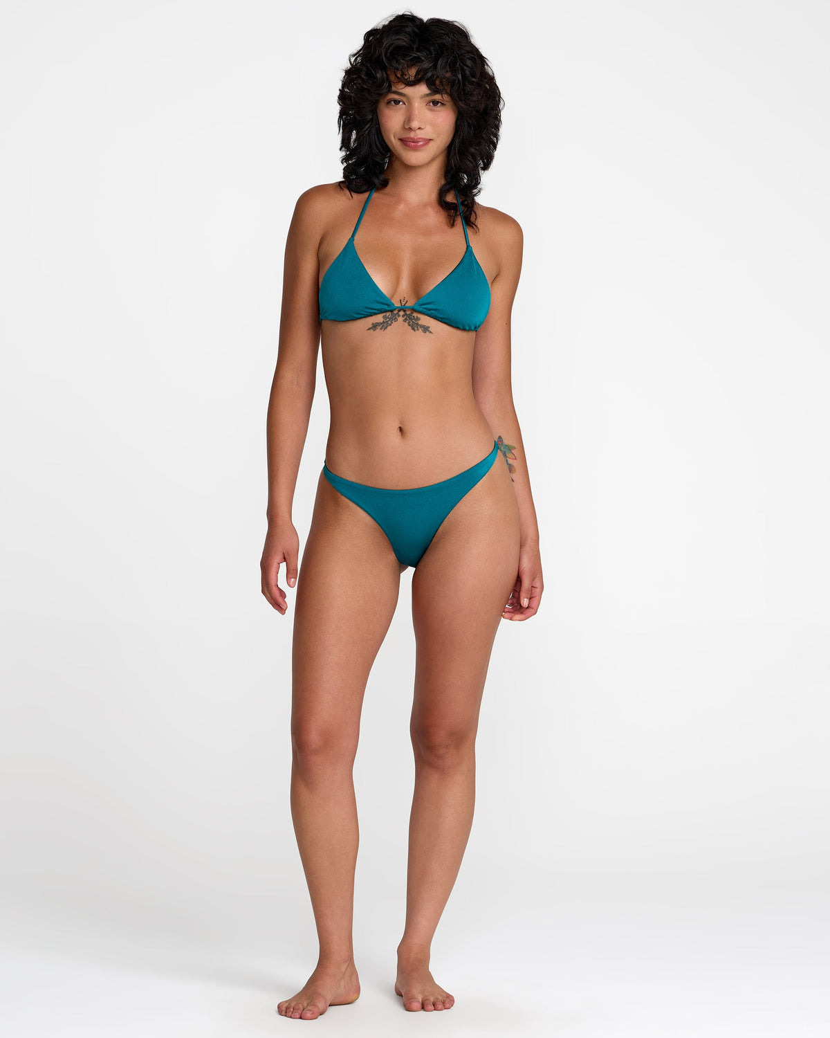 Shimmer Halter Triangle Bikini Top - Marine