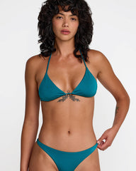 Shimmer Halter Triangle Bikini Top - Marine