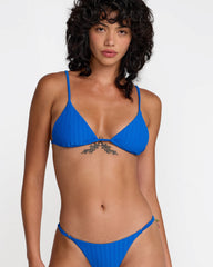 Pucker Triangle Bikini Top - Blue Belt