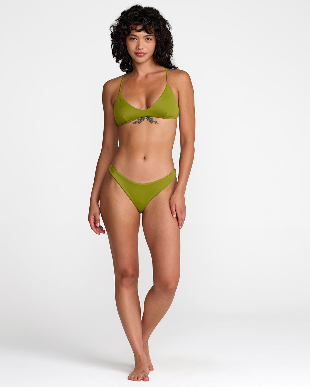 Solid Triangle Crossback Bikini Top - Moss
