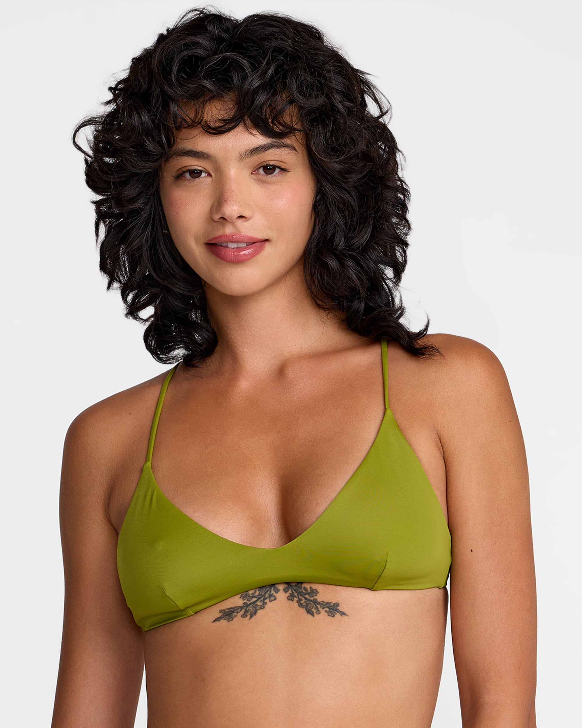 Solid Triangle Crossback Bikini Top - Moss