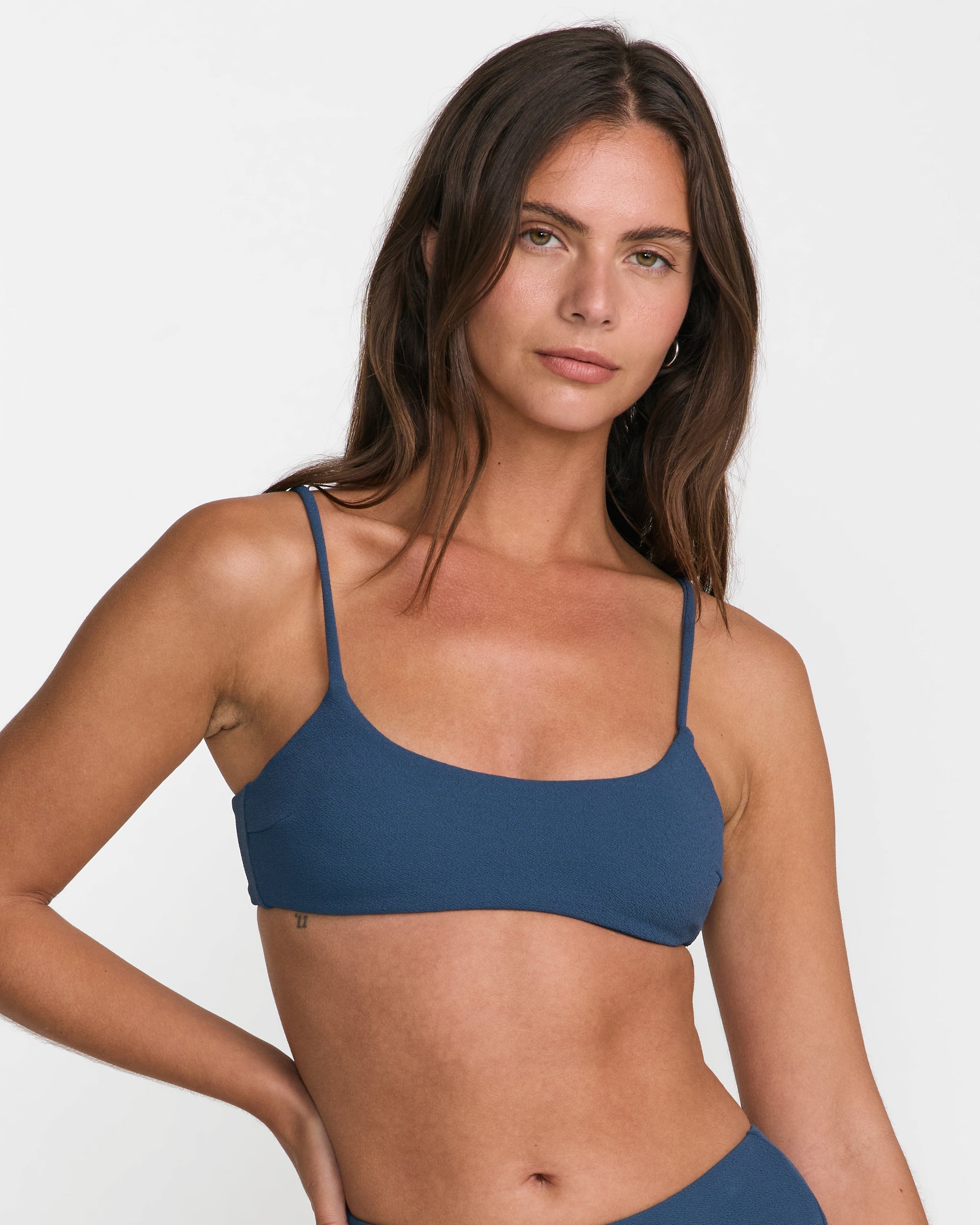 Costa Crinkle Bralette - Slate Blue