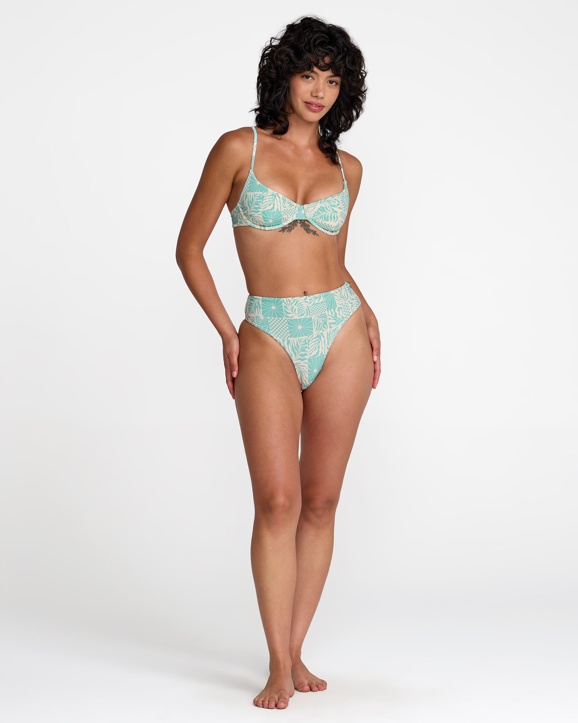 Sun Tides High Rise Skimpy Bikini Bottom - Aqua Haze