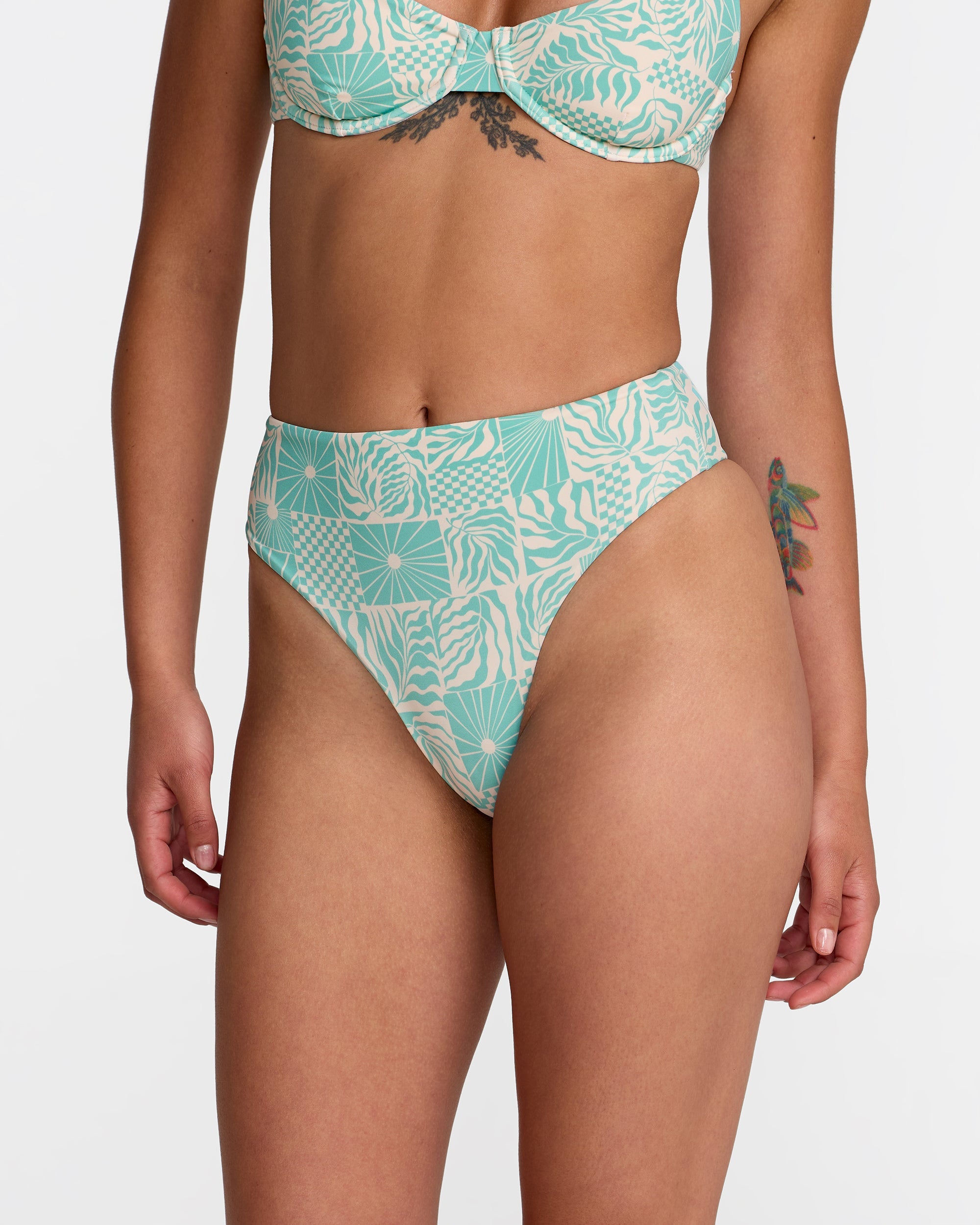 Sun Tides High Rise Skimpy Bikini Bottom - Aqua Haze