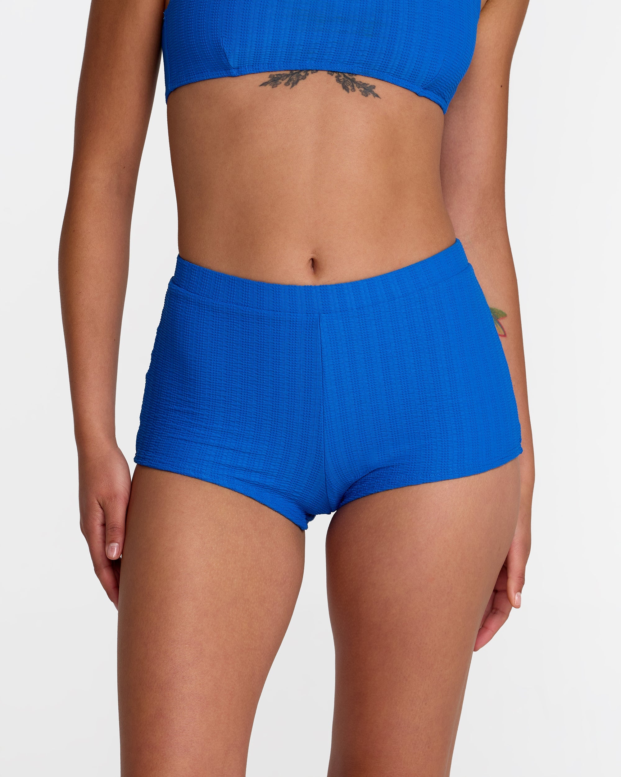 Pucker Boy Short Bikini Bottom - Blue Belt