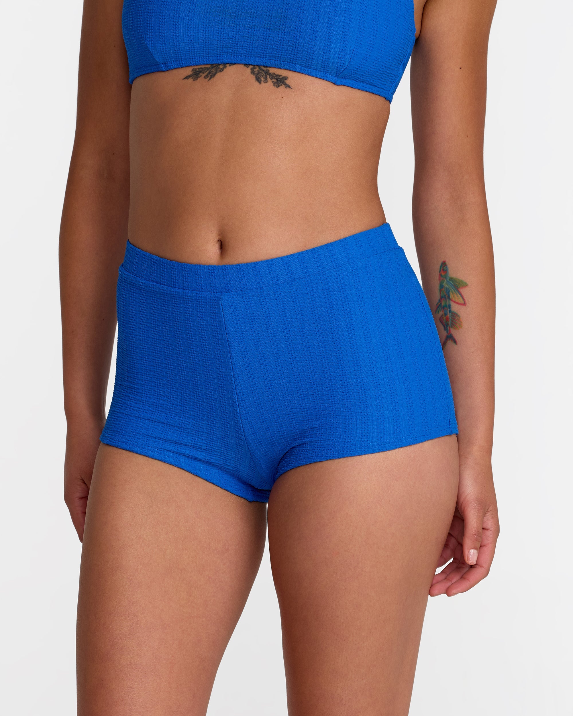 Pucker Boy Short Bikini Bottom - Blue Belt