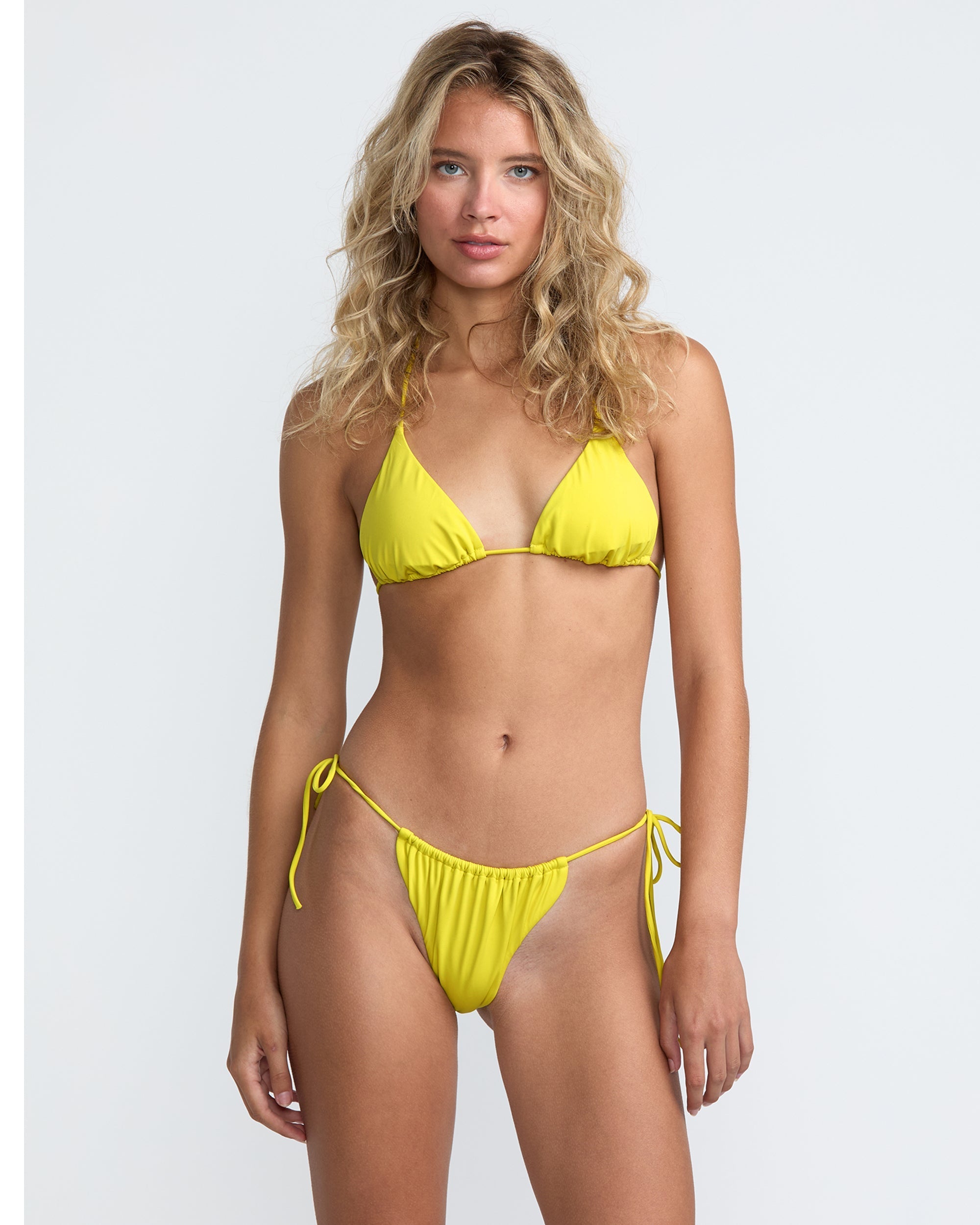 Solid Slide Tie Skimpy Bikini Bottom - Citrus