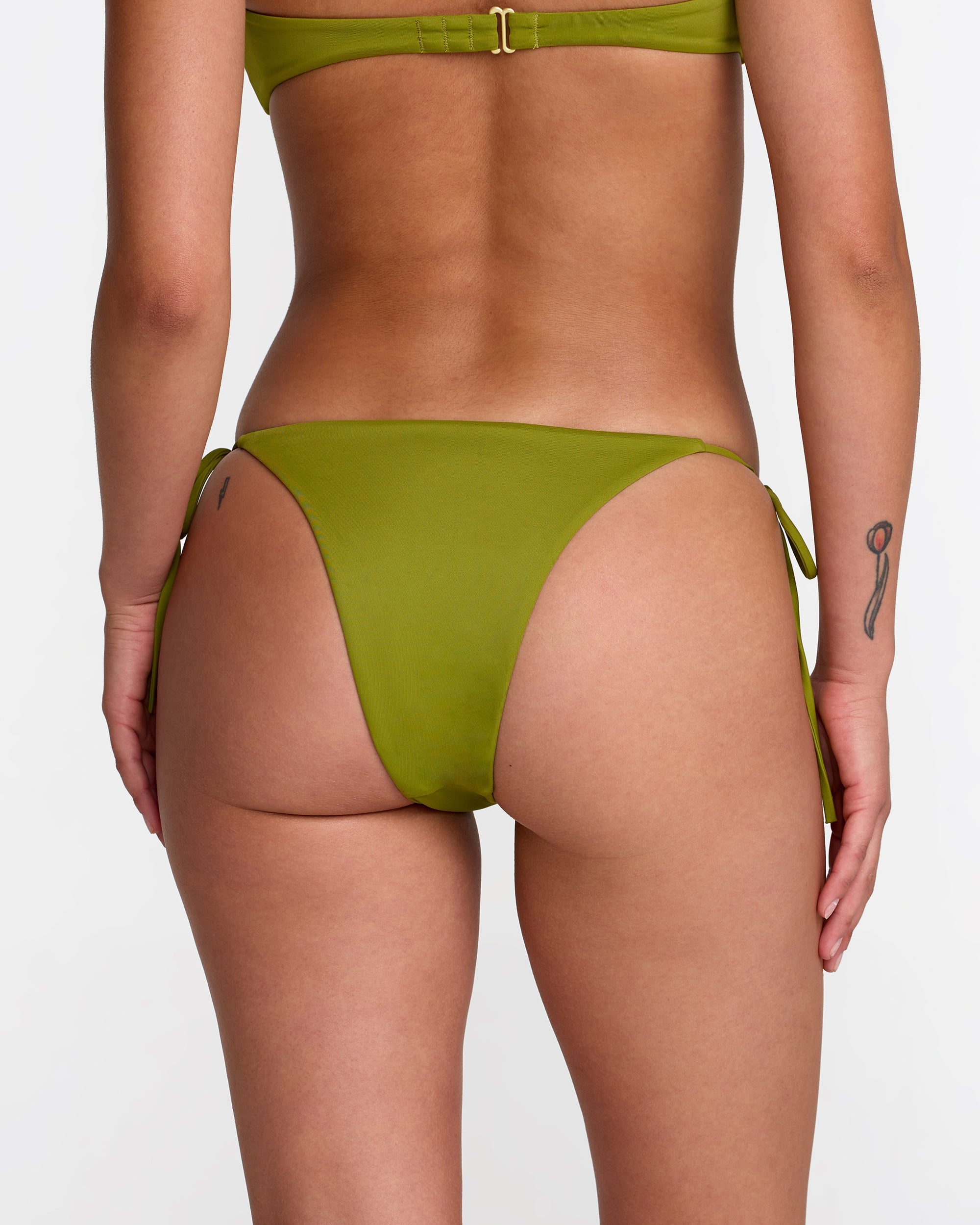 Solid Skimpy Tie Bikini Bottom - Moss