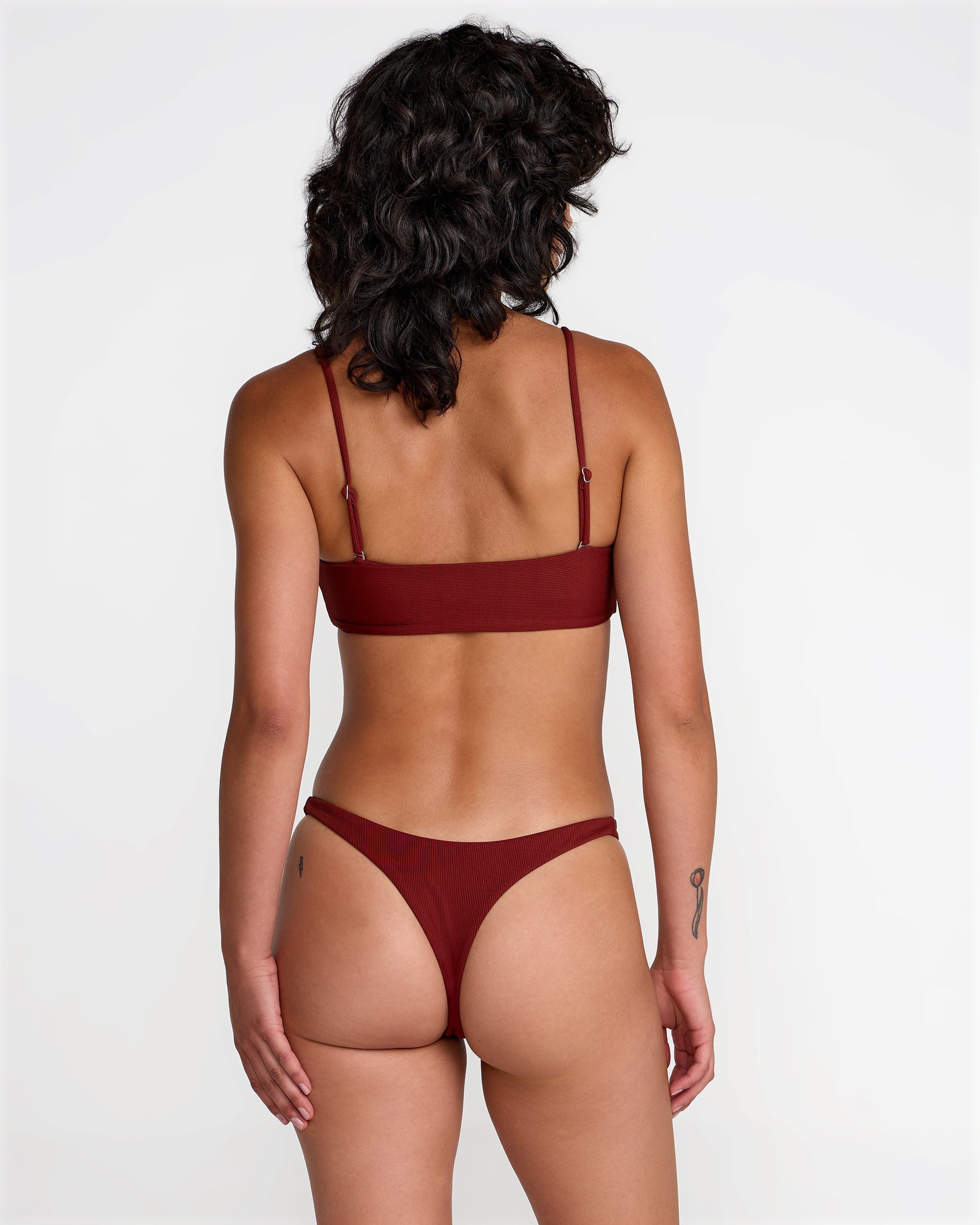 Micro Rib Ultra Skimpy Bikini Bottom - Madder Brown