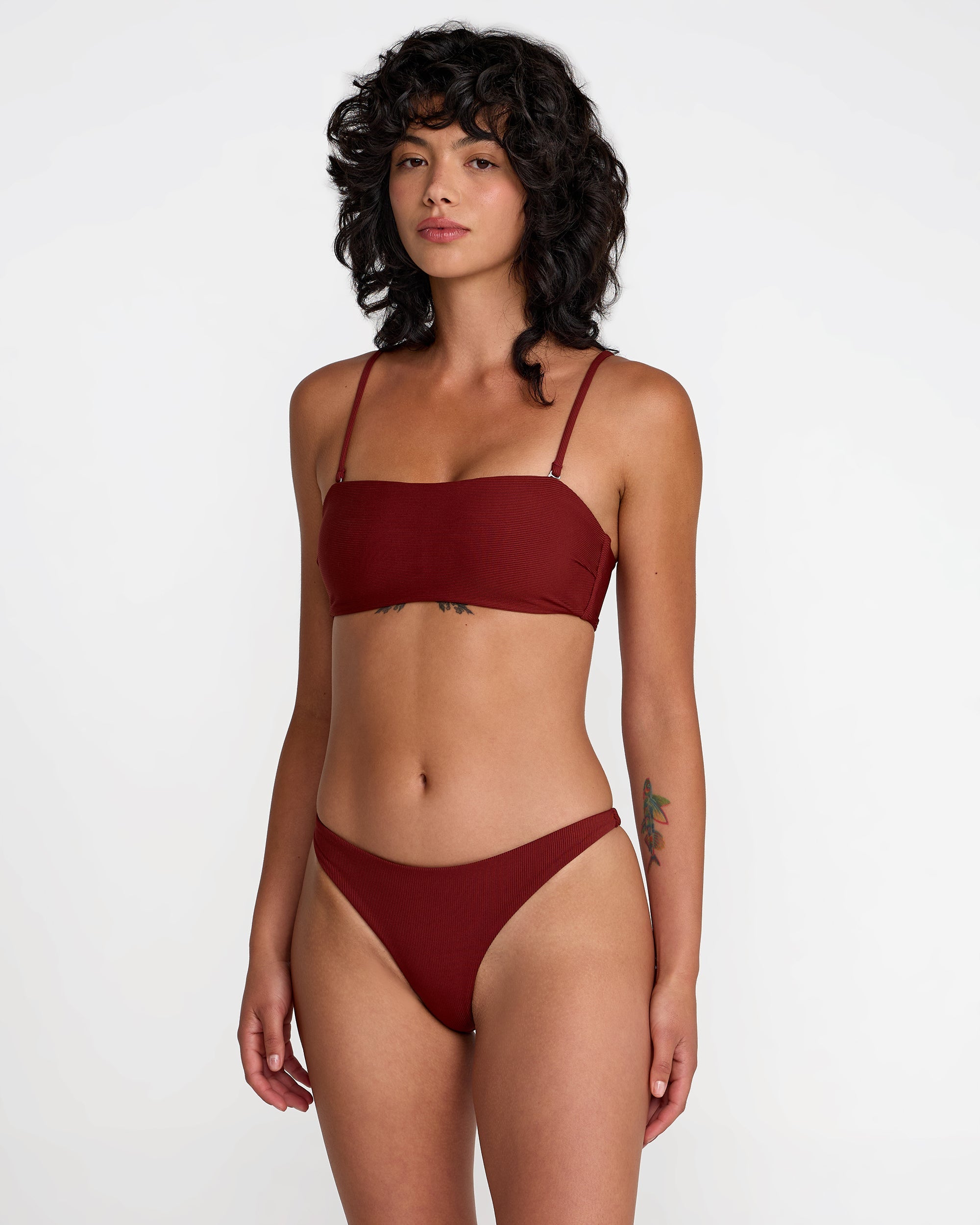 Micro Rib Ultra Skimpy Bikini Bottom - Madder Brown