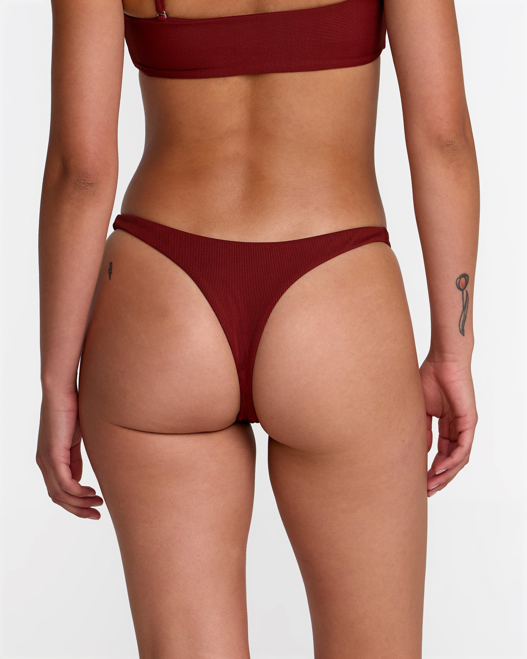 Micro Rib Ultra Skimpy Bikini Bottom - Madder Brown