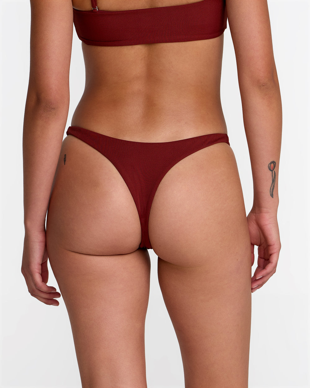 Micro Rib Ultra Skimpy Bikini Bottom - Madder Brown