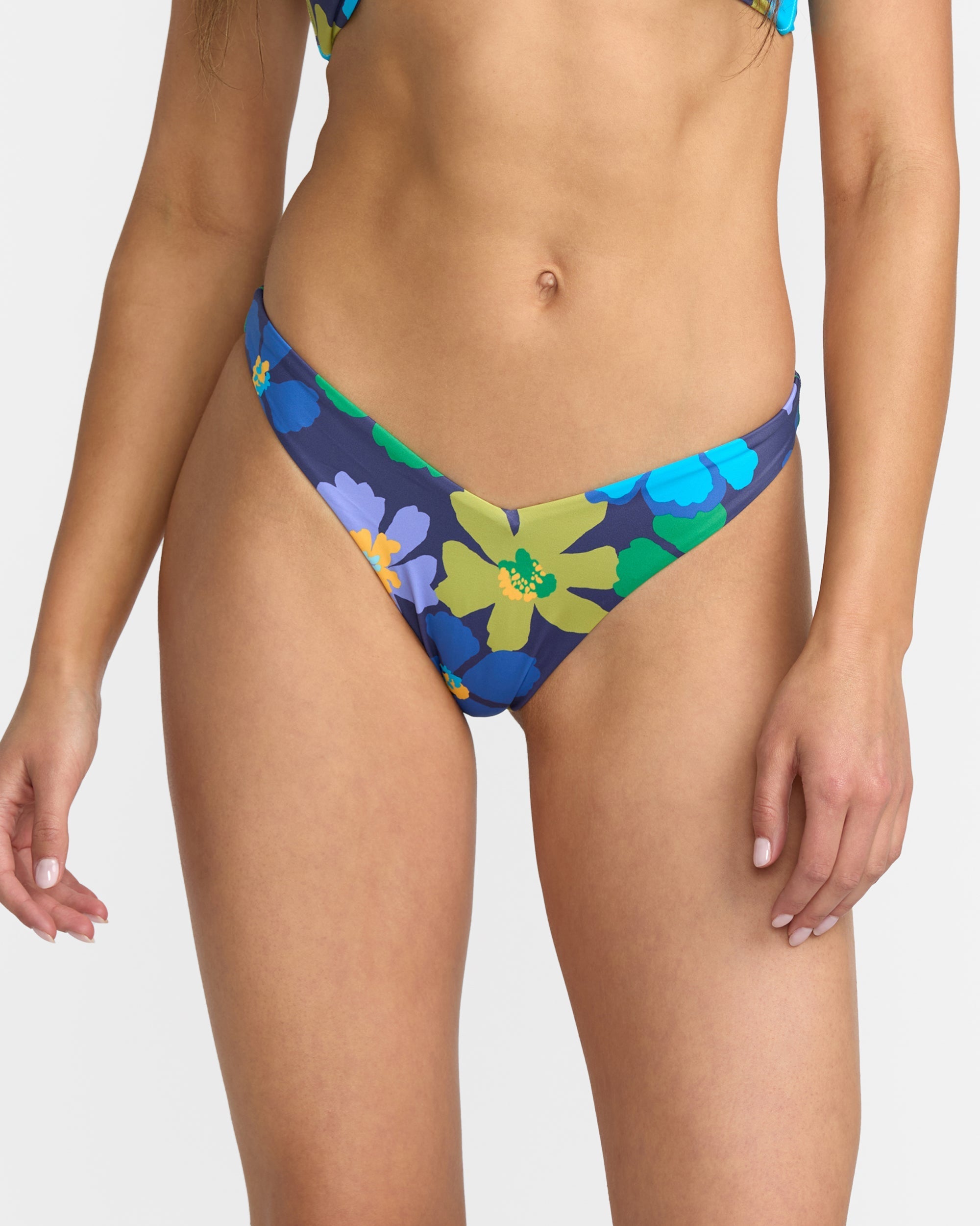 Flower Gazer V FT Medium French Bikini Bottom - Blue Hawaii