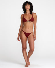 Micro Rib Medium French Bikini Bottom - Madder Brown