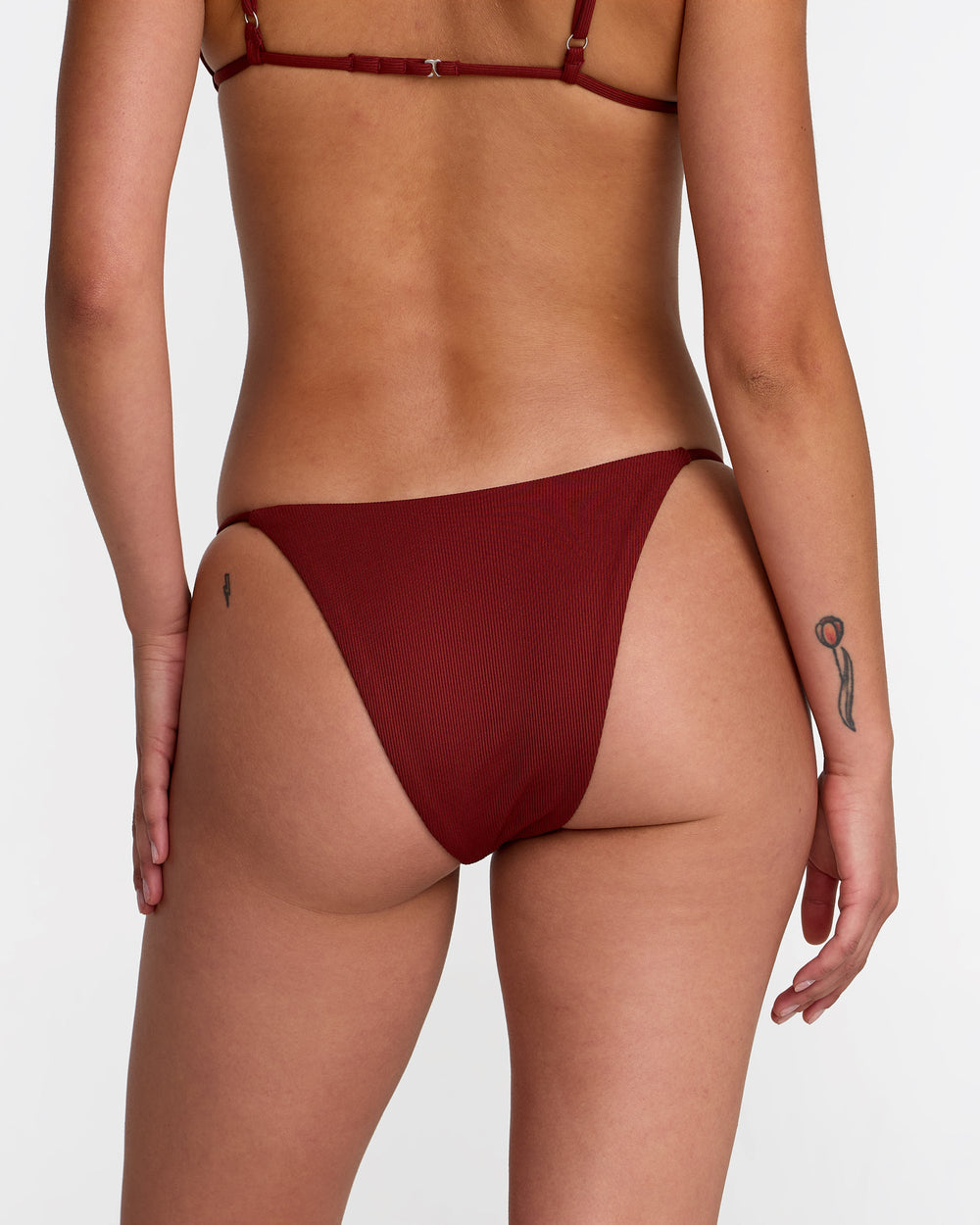 Micro Rib Medium French Bikini Bottom - Madder Brown