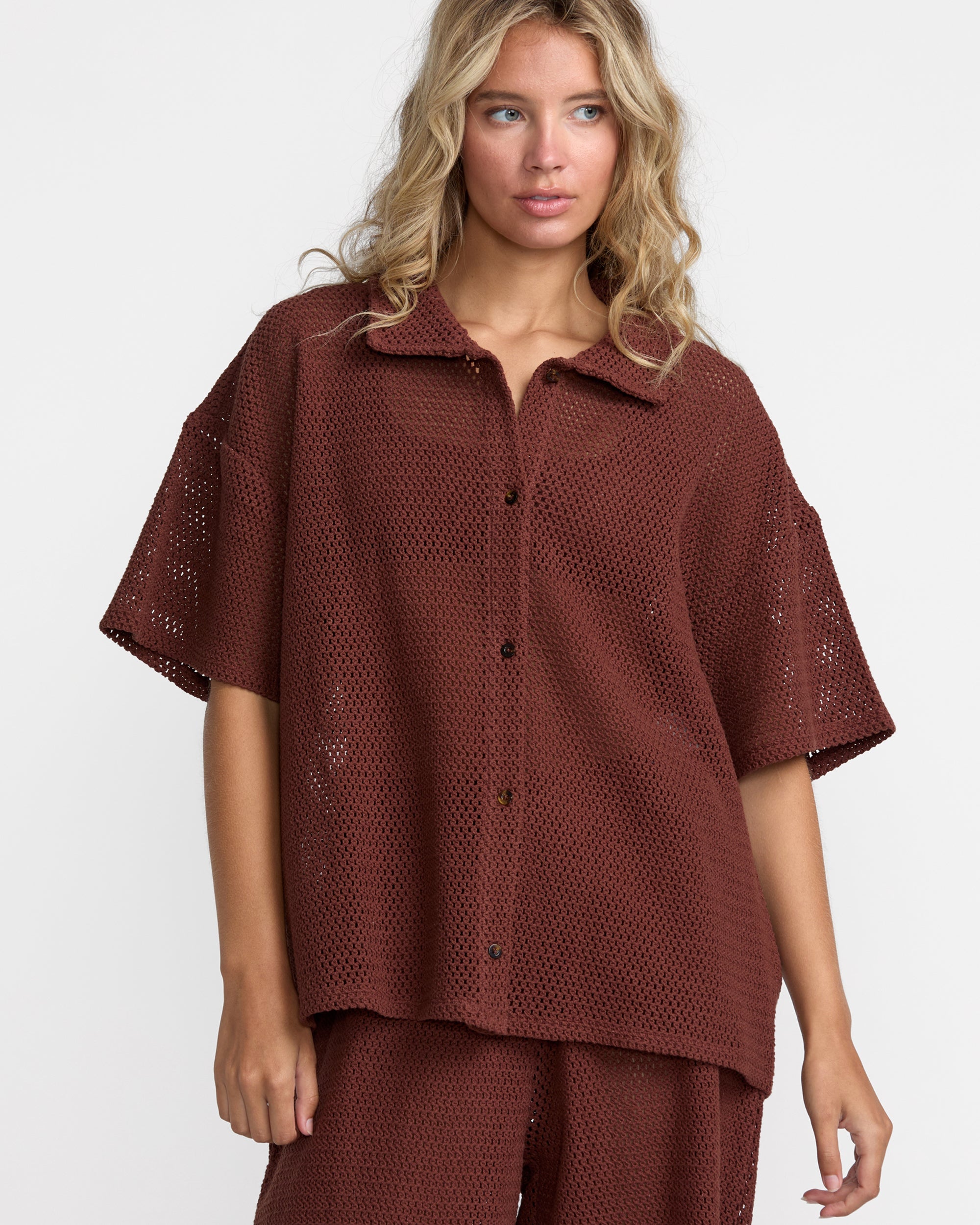 Fade Crochet Shirt - Mocha