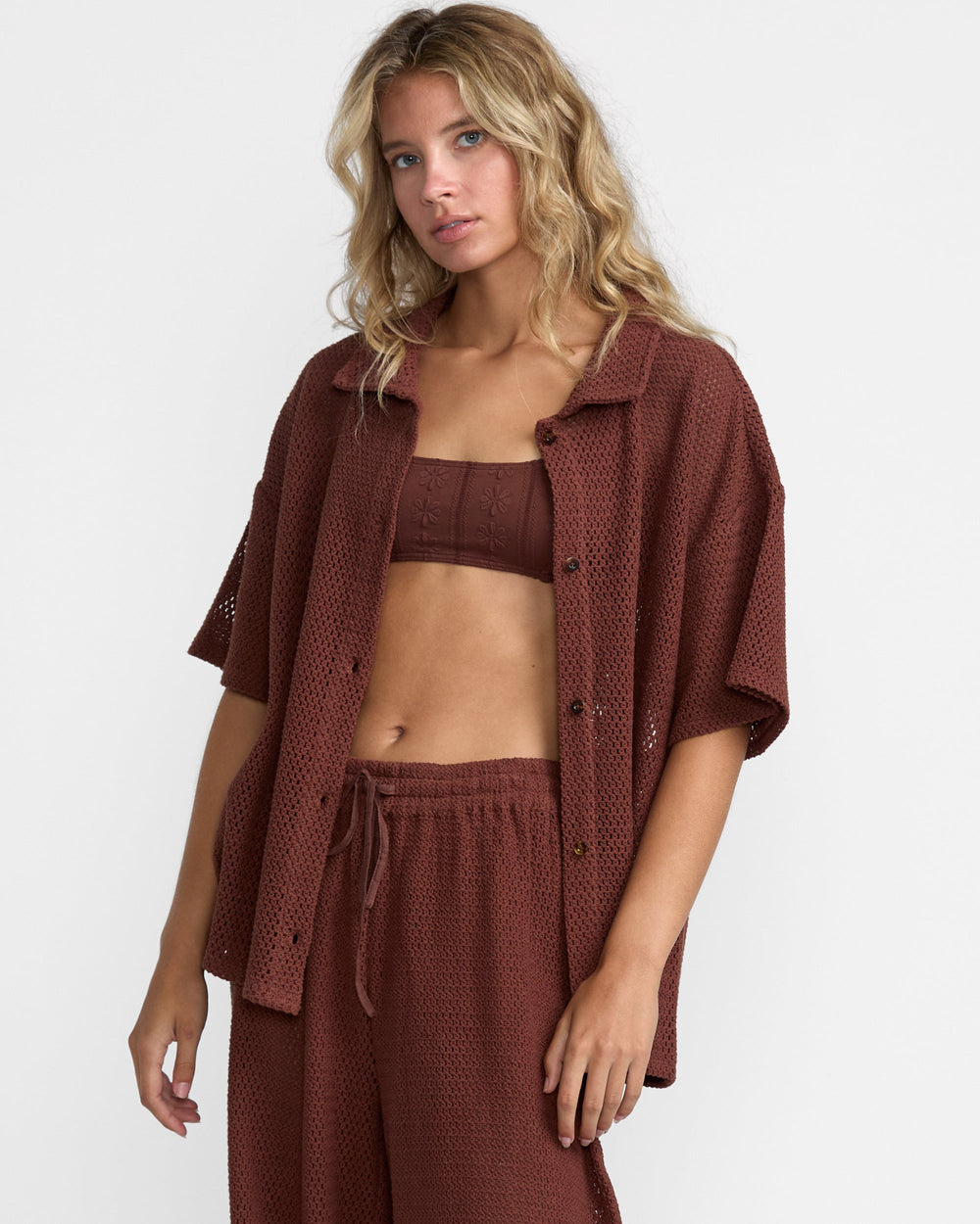 Fade Crochet Shirt - Mocha
