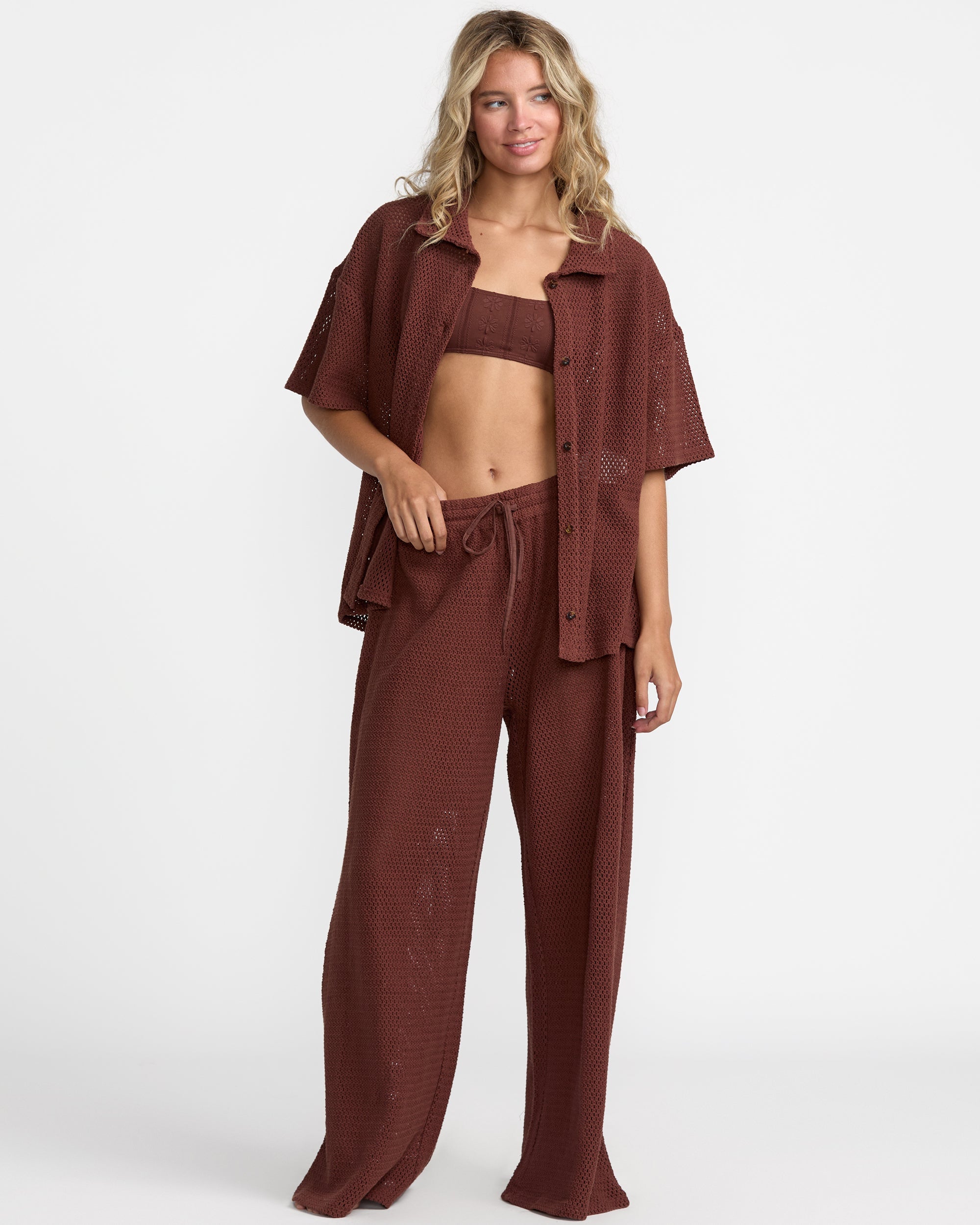 Fade Crochet Shirt - Mocha
