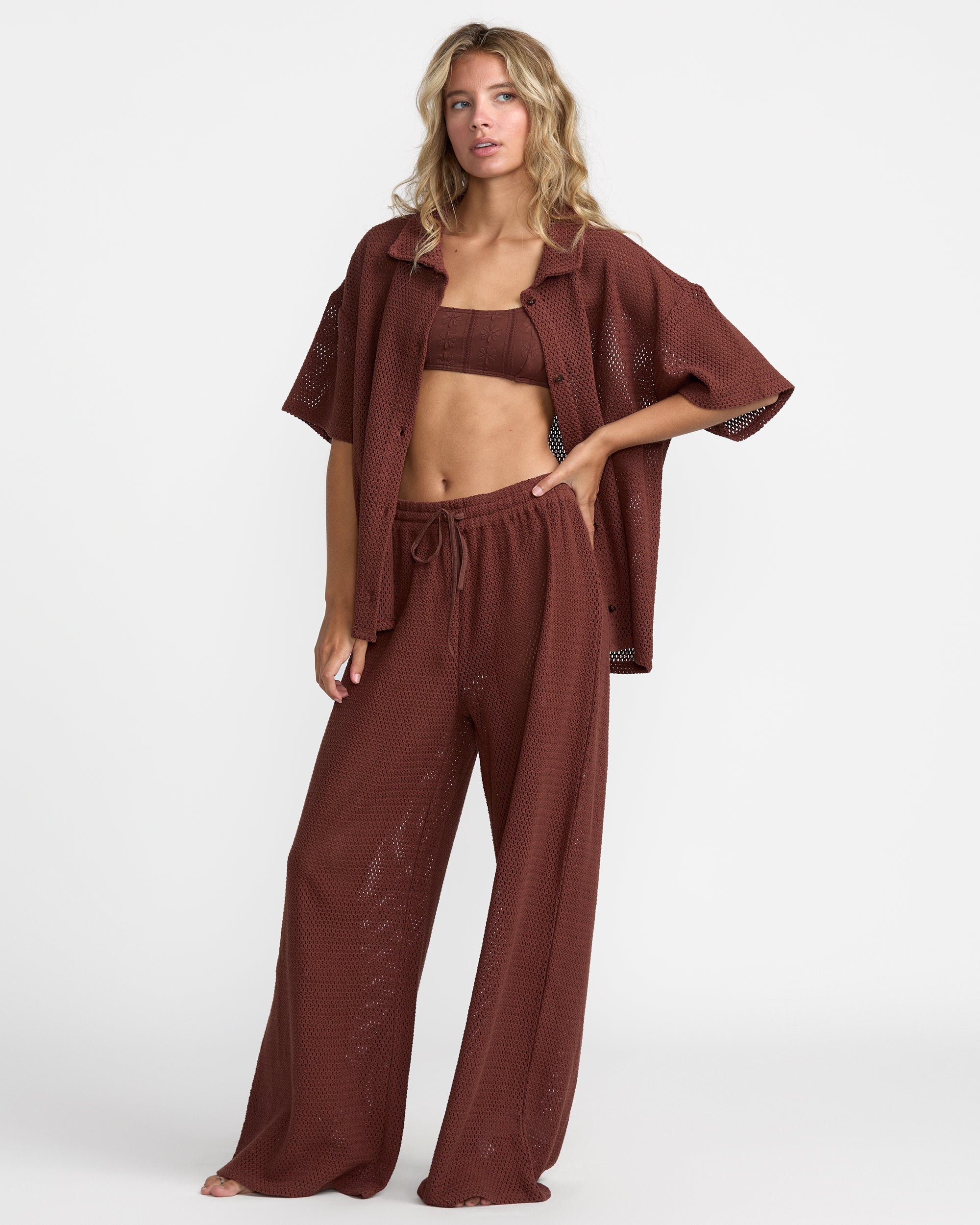 Fade Crochet Shirt - Mocha