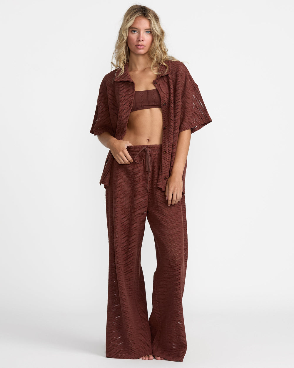 Fade Crochet Shirt - Mocha