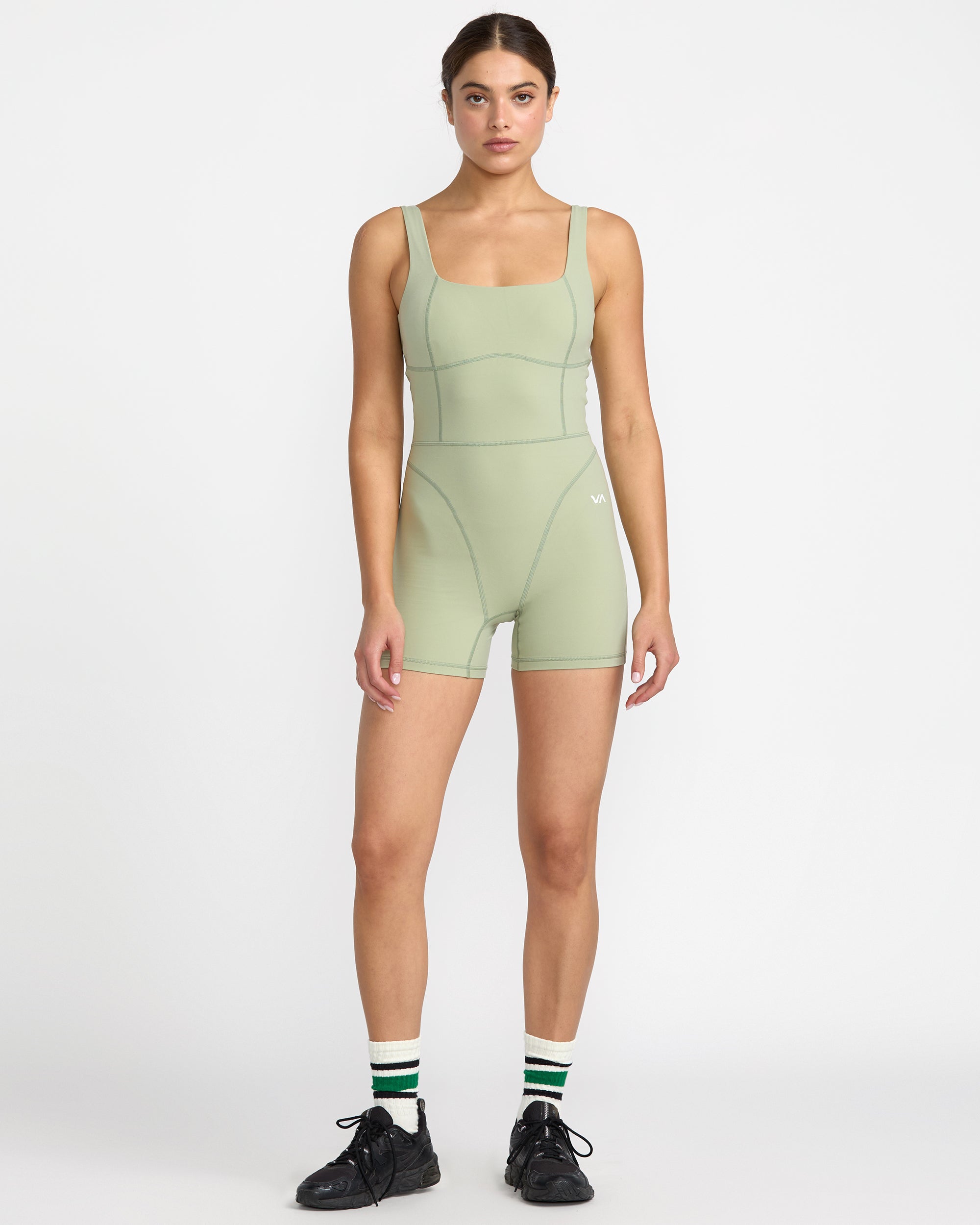 VA Contrast Unitard - Green Tea