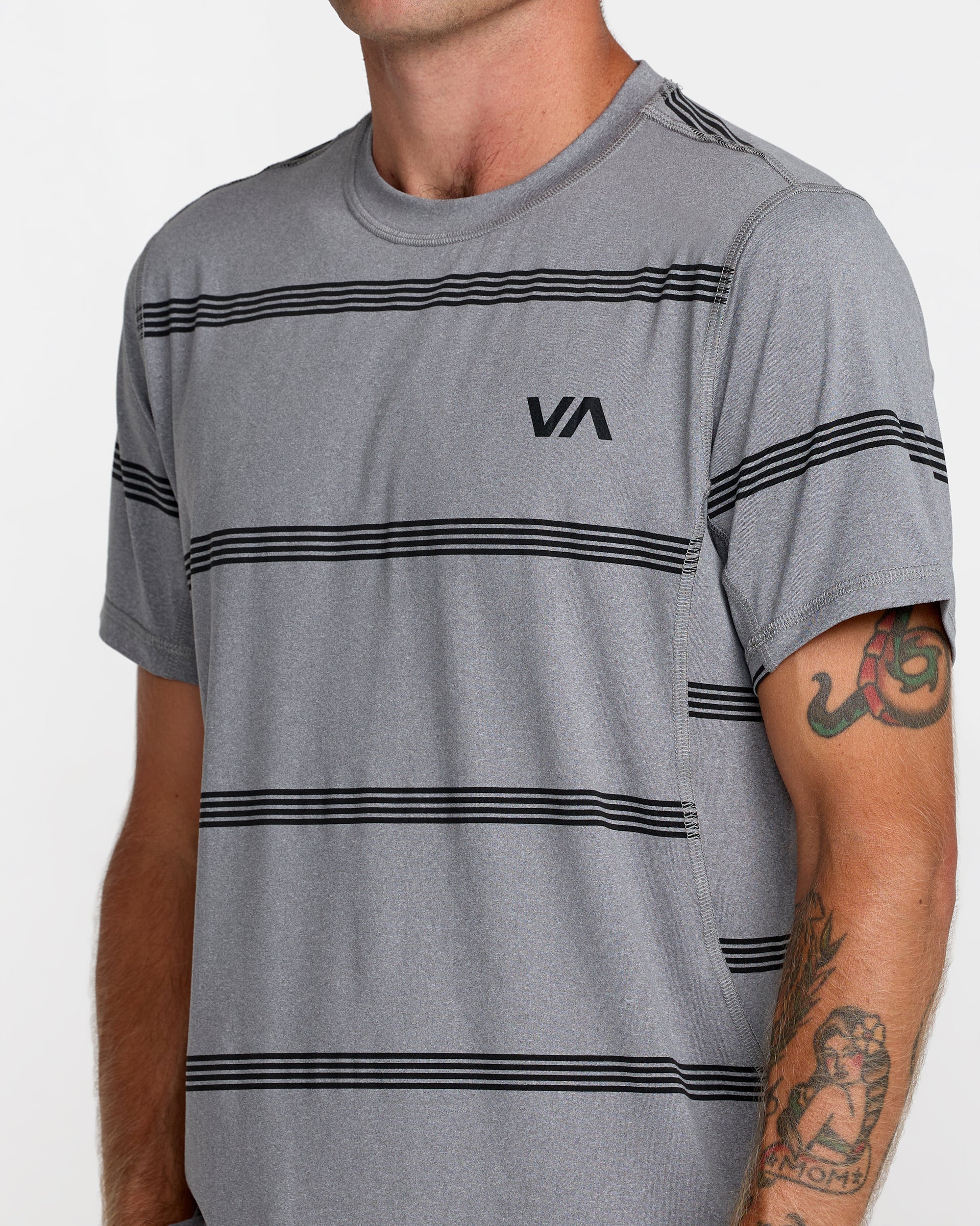 Sport Vent Stripe Short Sleeve Tee - Heather Grey