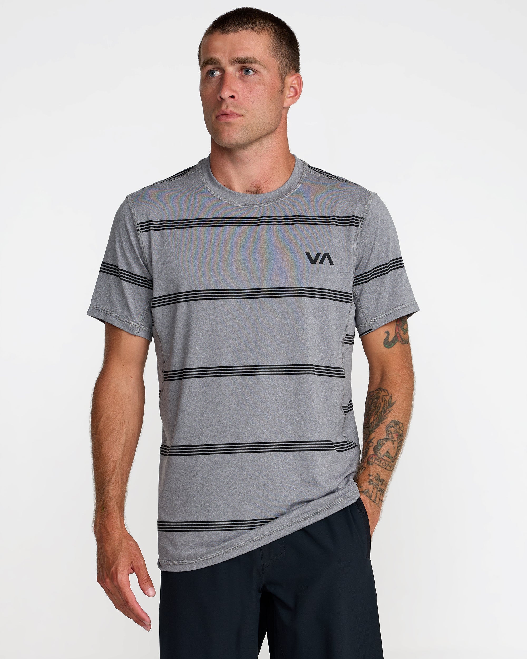 Sport Vent Stripe Short Sleeve Tee - Heather Grey