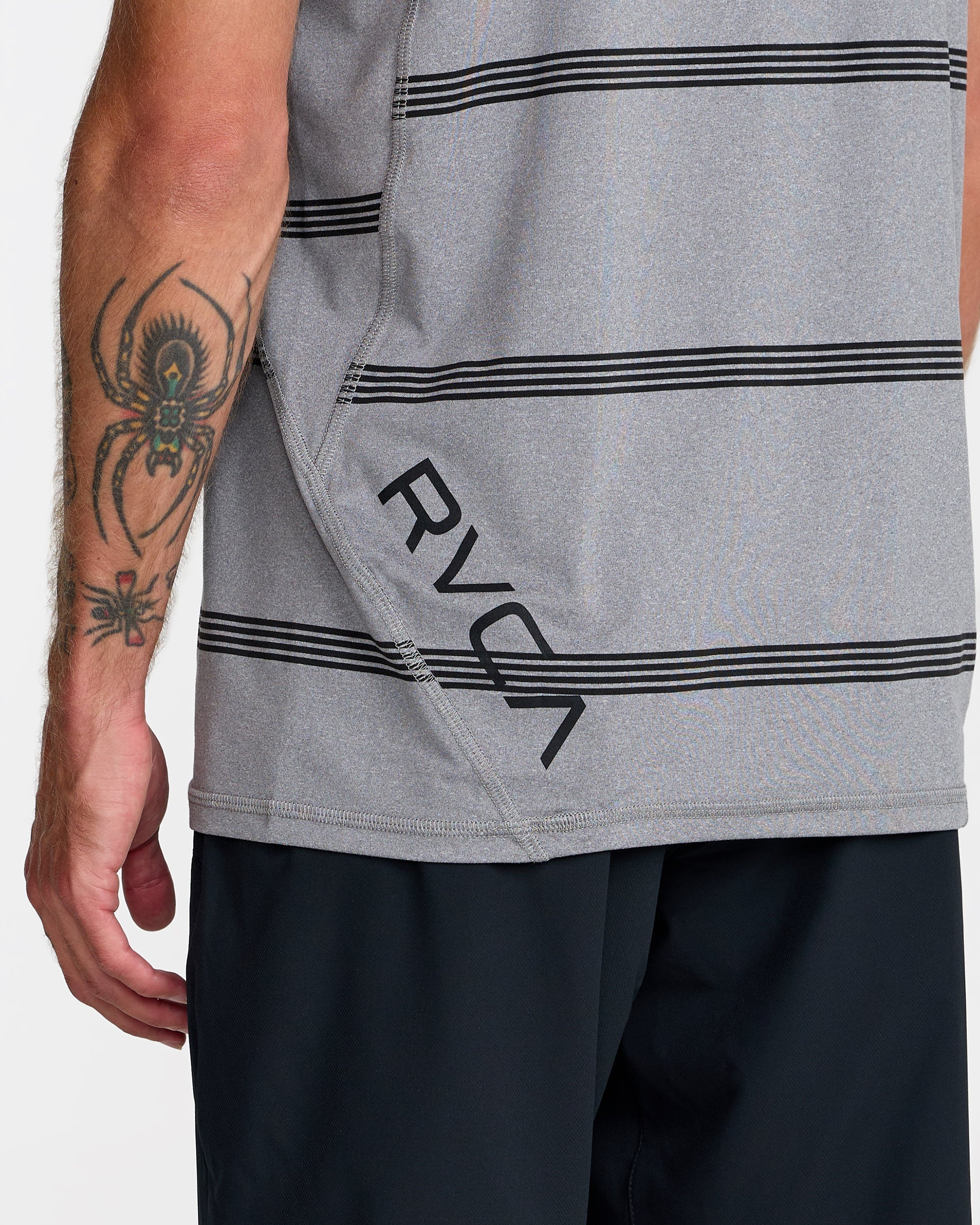 Sport Vent Stripe Short Sleeve Tee - Heather Grey