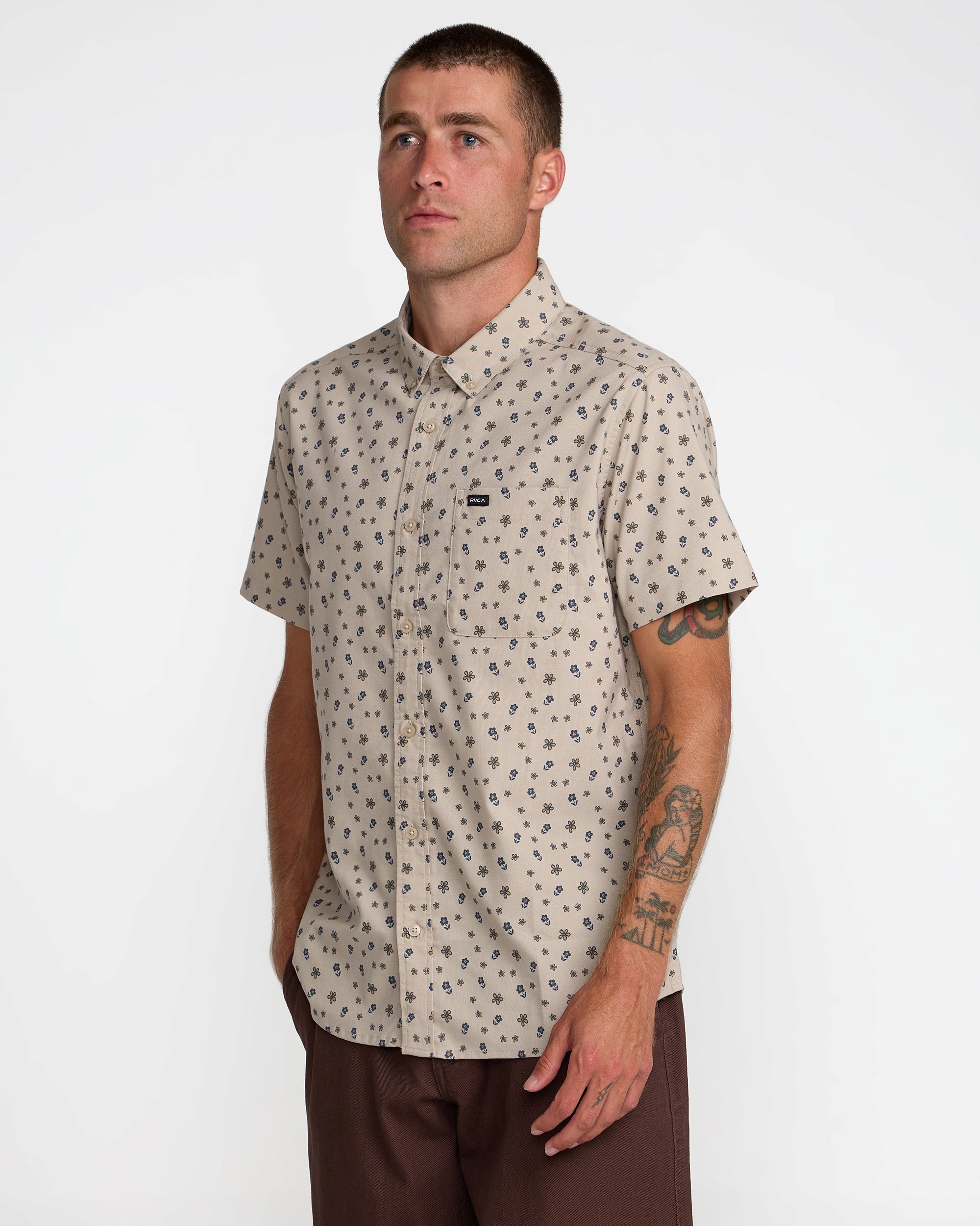 That'll Do Print Short Sleeve Shirt - Light Khaki