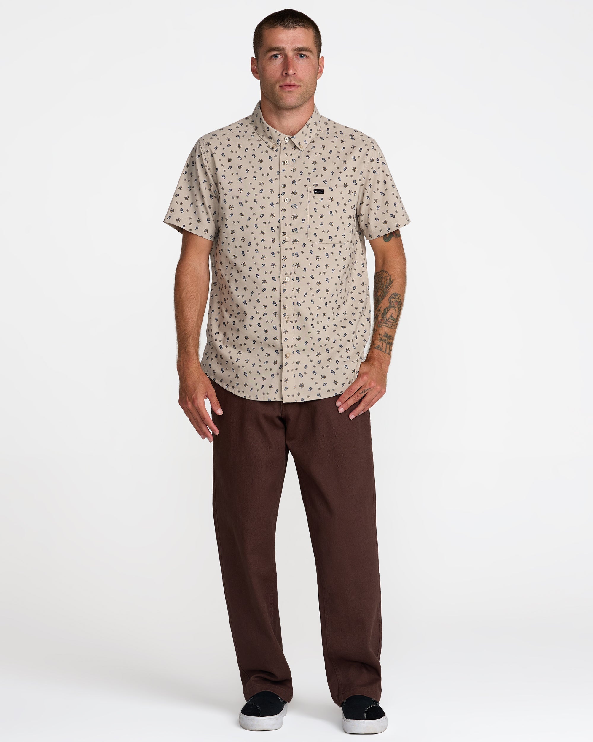 That'll Do Print Short Sleeve Shirt - Light Khaki