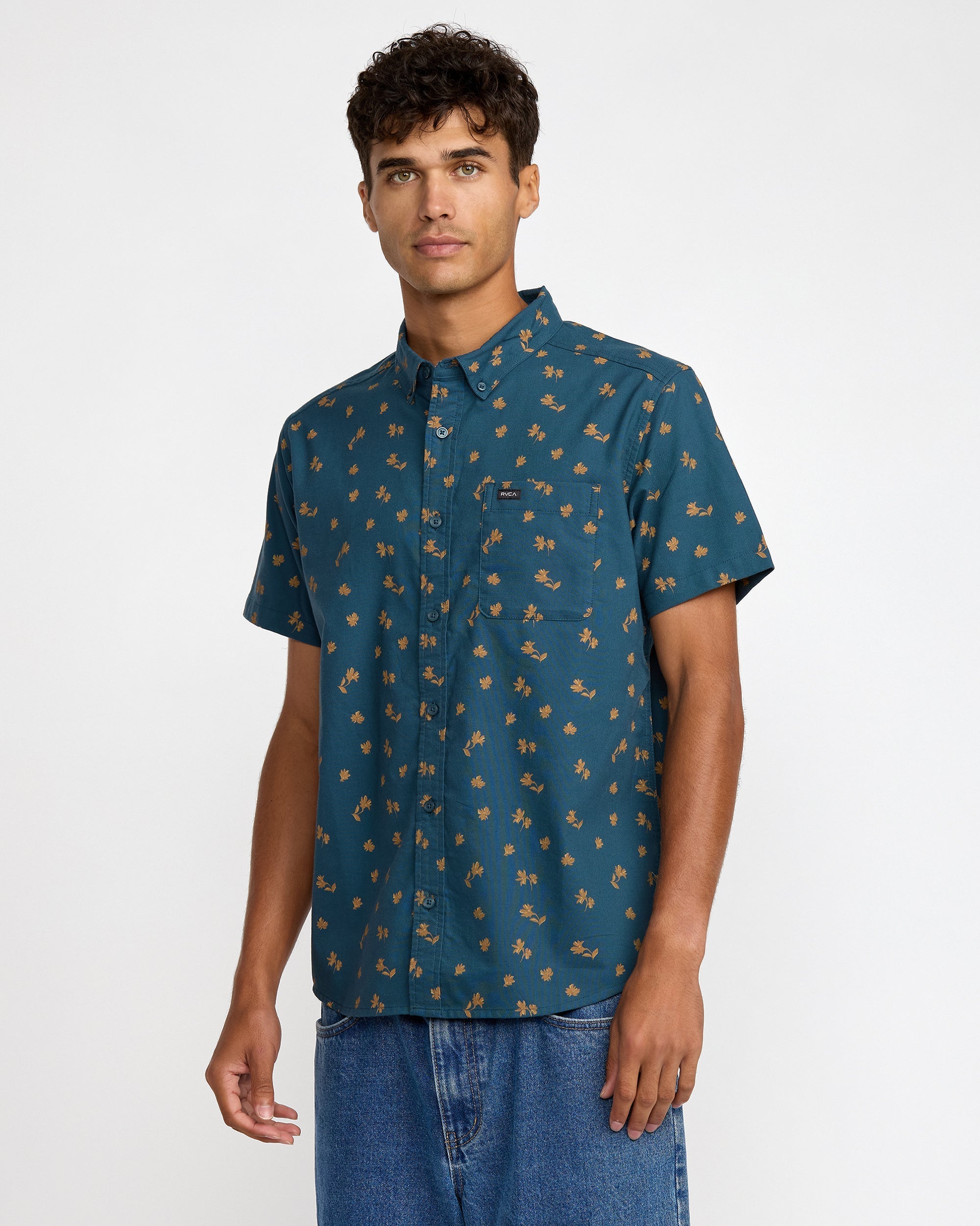 That'll Do Print Short Sleeve Shirt - Midnight Blue Floral