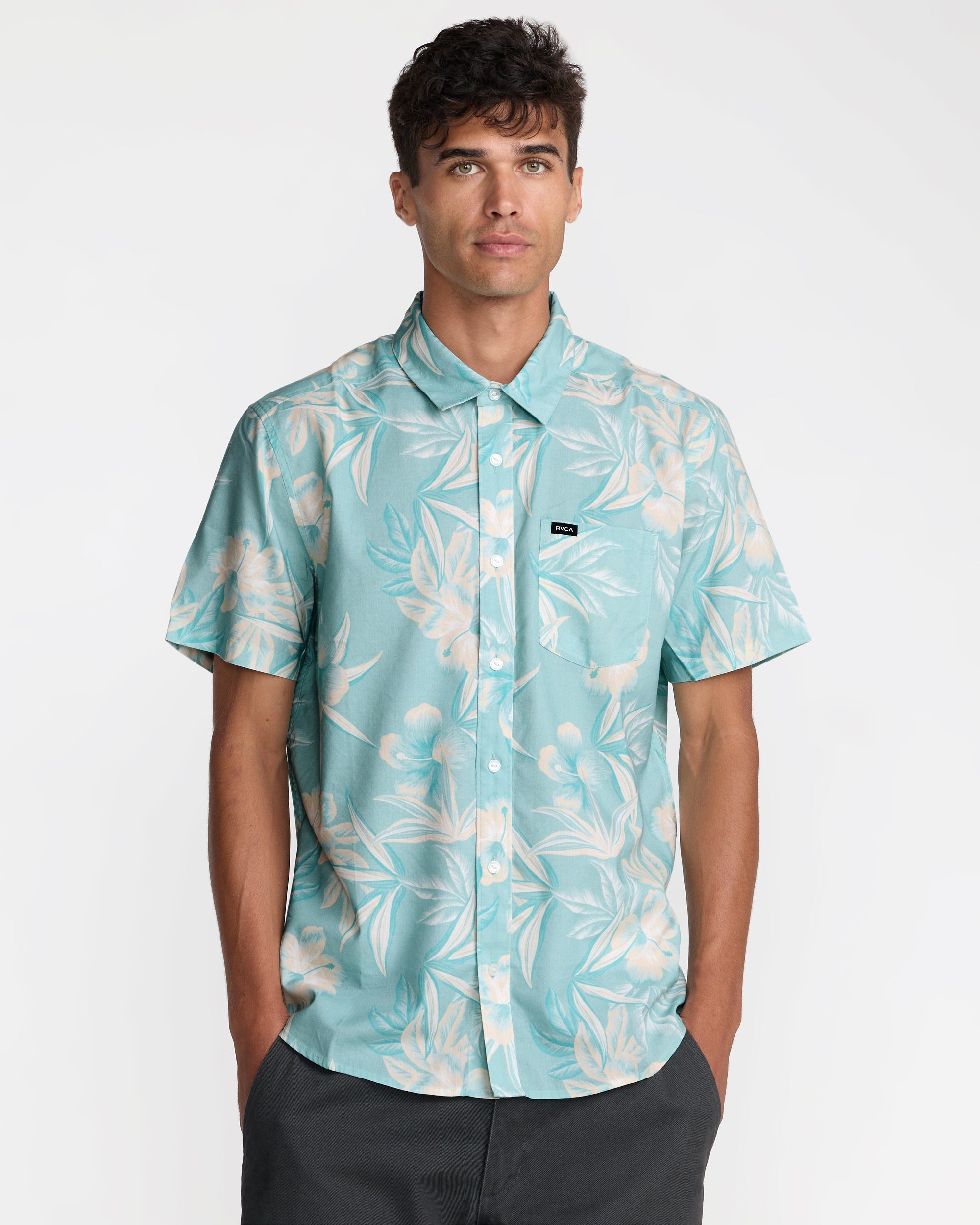 Botanical Short Sleeve Shirt - Blue Haze