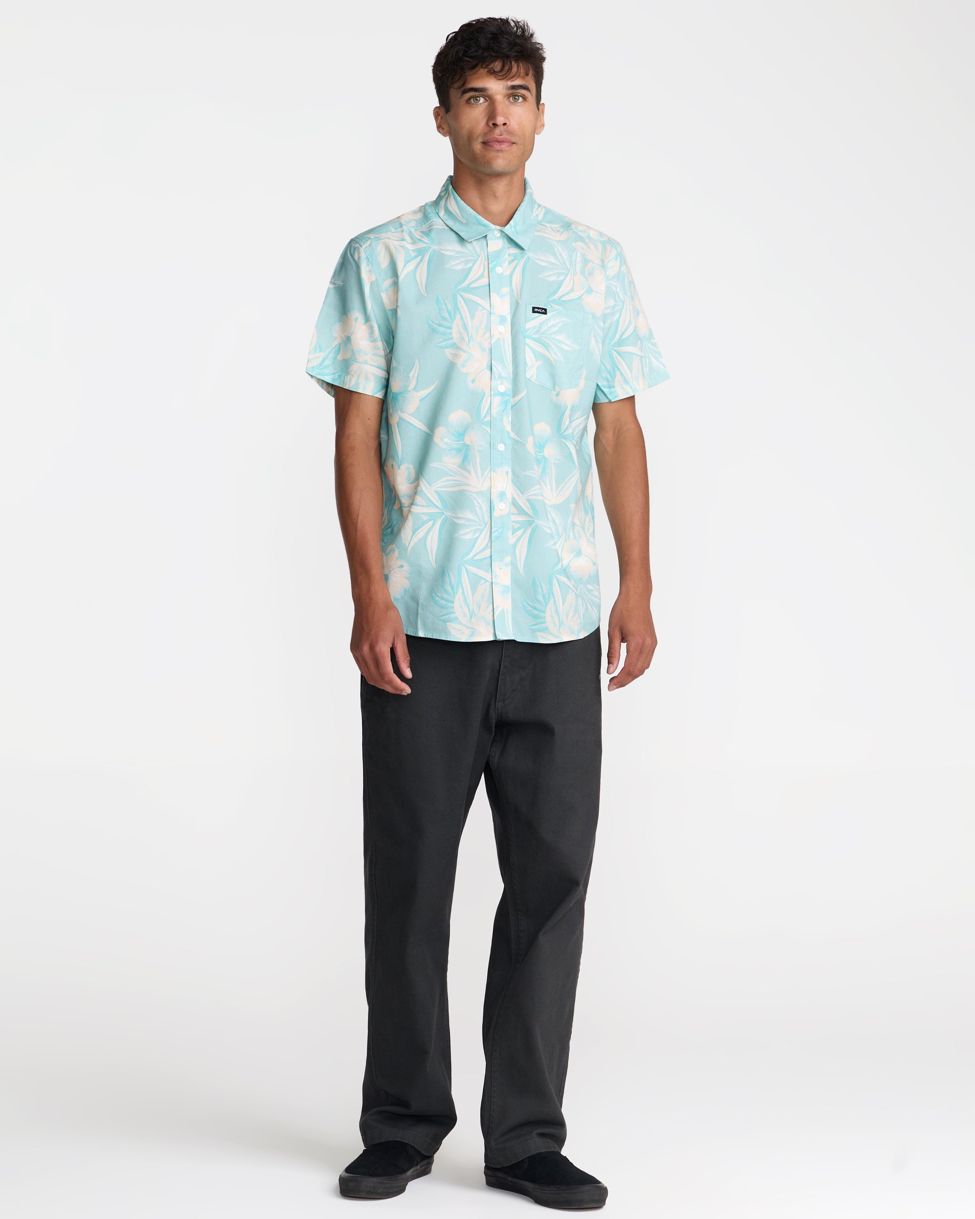 Botanical Short Sleeve Shirt - Blue Haze