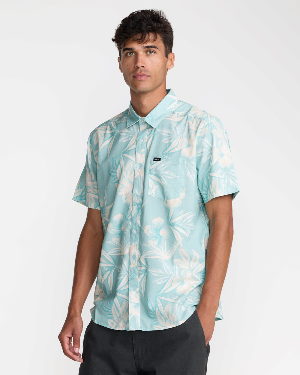Botanical Short Sleeve Shirt - Blue Haze