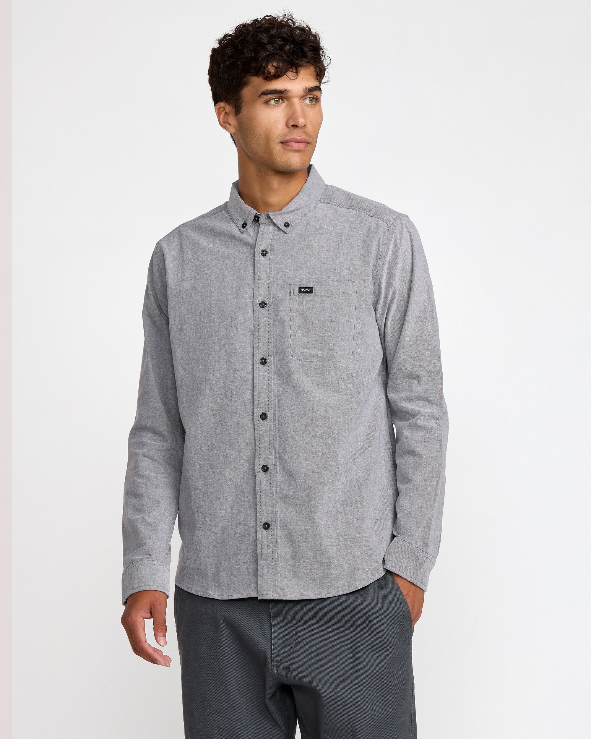 That'll Do Stretch Woven Long Sleeve Shirt - Garage Blue
