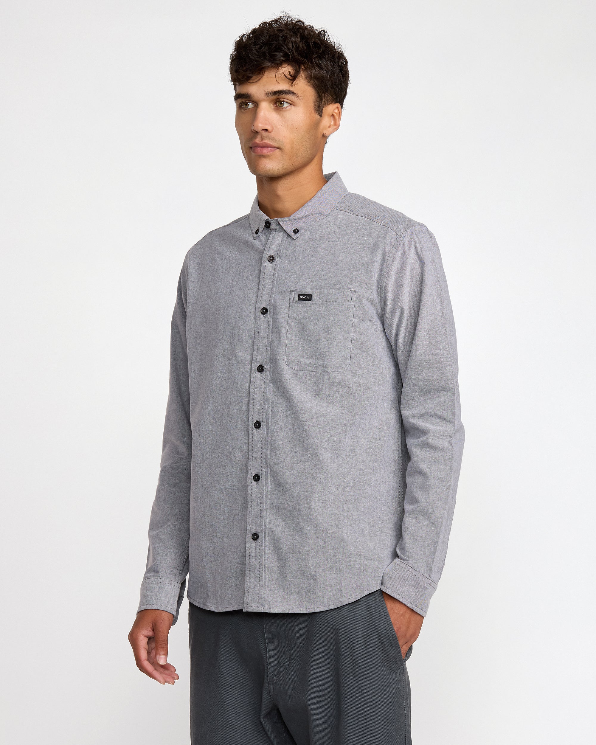 That'll Do Stretch Woven Long Sleeve Shirt - Garage Blue