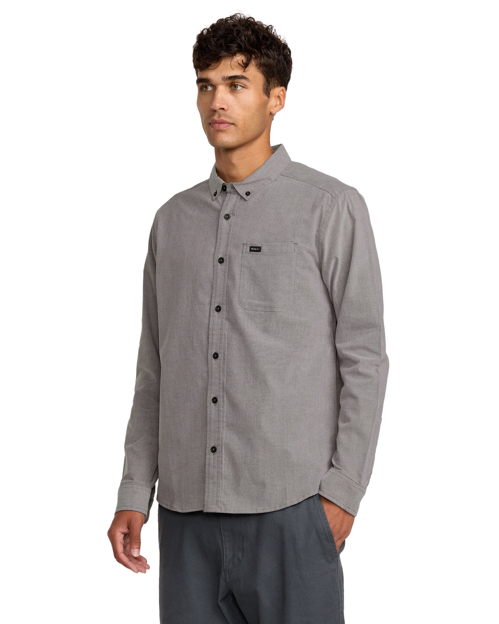That'll Do Stretch Woven Long Sleeve Shirt - Pavement