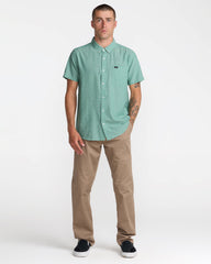 That'll Do Dobby Short Sleeve Shirt - Bottle Green
