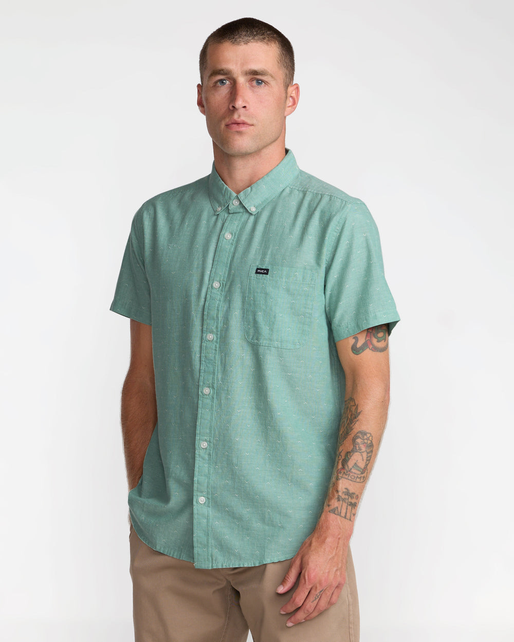 That'll Do Dobby Short Sleeve Shirt - Bottle Green