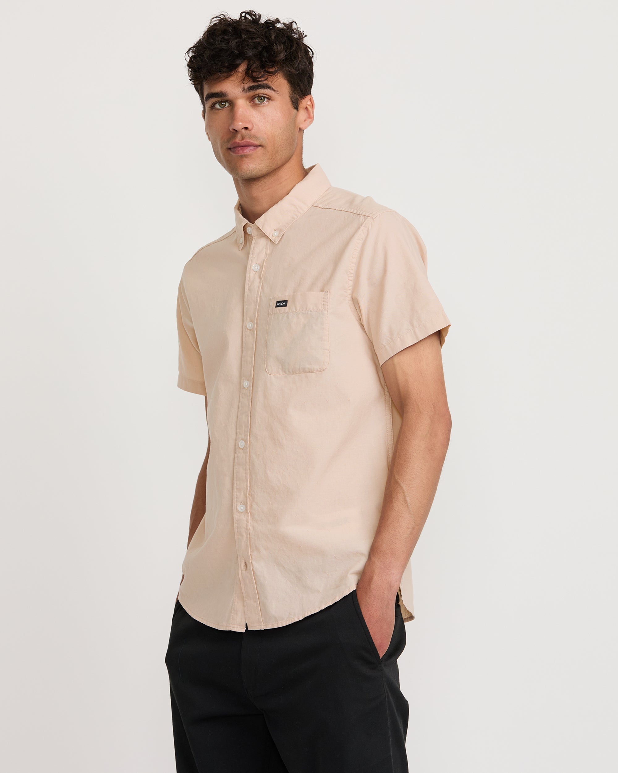 That'll Do Dobby Short Sleeve Shirt - Pale Mauve