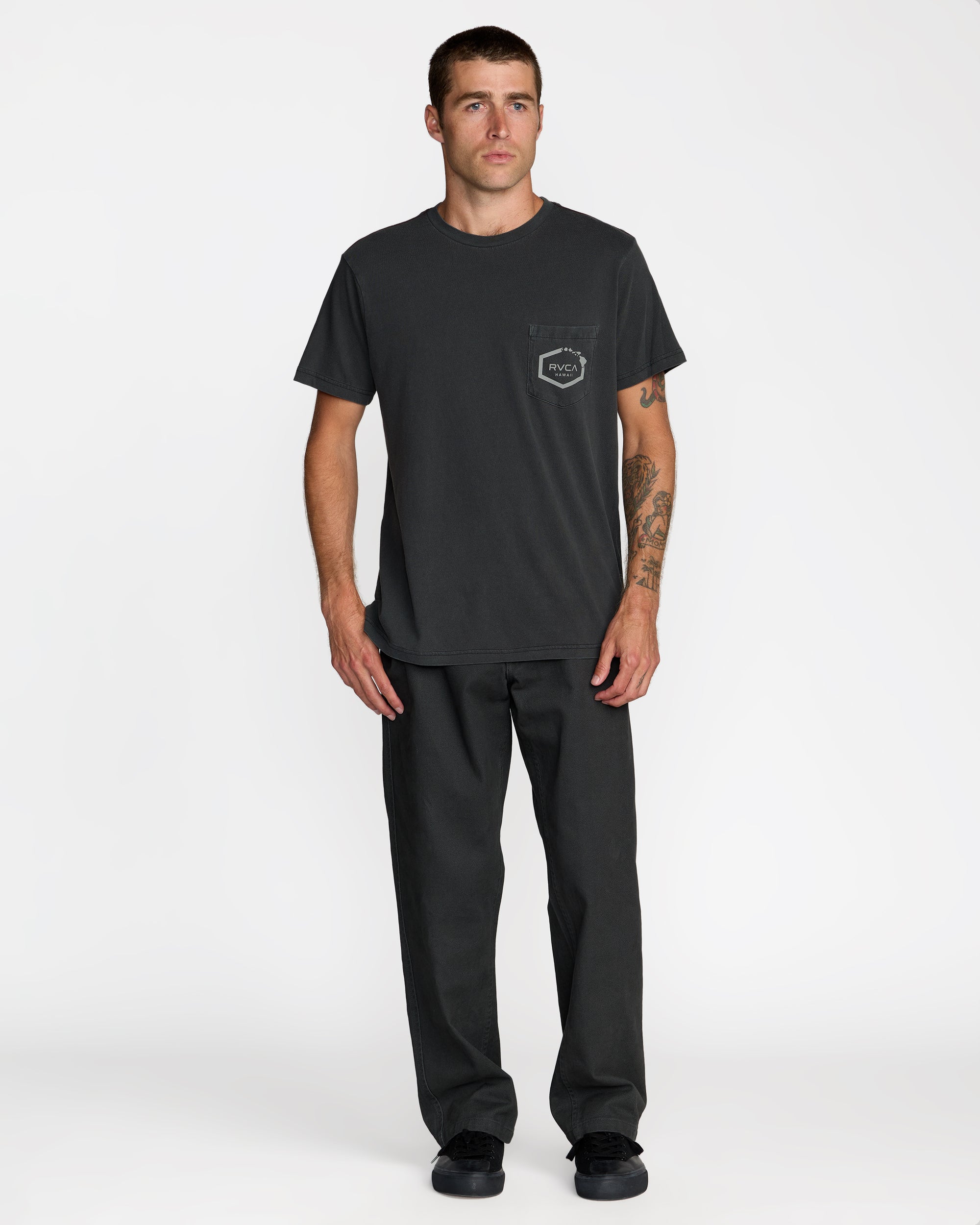 Island Hex Pocket Short Sleeve Tee - Pirate Black